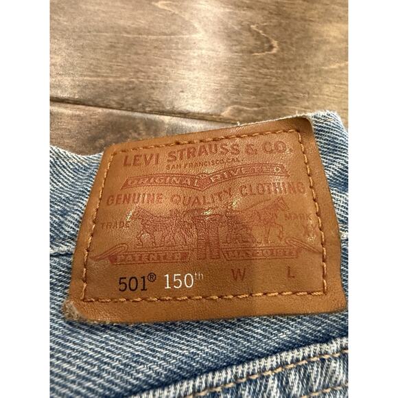 Levis 501 Denim Womens Floral Patchwork 150 Anniversary Edition Jean Shorts 32 - Picture 4 of 13